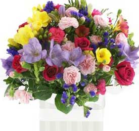 ABC Flowers St. Vincent's Hospital Melbourne deliver A016 multi colours seasonal flower box arrangement melbourne wide